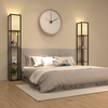 Floor Lamp Free Standing Wood 3-Tier Storage Shelf Reading Bedroom Living Room