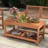 2-Tier Outdoor Patio Rectangle Tea Table Wooden Side Table Coffee Table Brown