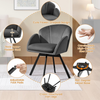 Accent Chair Swivel Velvet Padded Seat Iron Legs Vanity Makeup Flower Dark Grey
