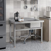 100cm Stainless Steel Commercial Sink Single Bowl Kitchen Catering Prep TableKit