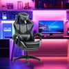 Grey Gaming Chair Leather Racing Office Executive Recliner with Leg Rest Massage