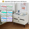 White High Gloss LED Bedside Table Cabinets 2Drawers Nightstand Glass Top