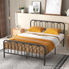 King Size Rustic Metal Bed Frame Mattress Foundation w/Metal Slats Support