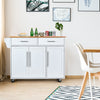 Kitchen Island Kitchen Trolley Cart with Knife Block-White