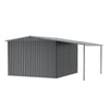 10 X 8ft Outdoor Garden Storage Shed w/Doule Slide Doors Galvanised Metal Black