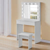 Modern White Dressing With Two Drawers Mirror Lights Makeup Desk Vanity Set