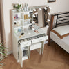 White Vanity Makeup Dressing Table Set w/Stool Drawer&Mirror Jewelry Wood Desk