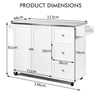 113x46CM Rolling Kitchen Island Cart Utility Storage Cart w/5 Wheels White