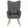 Fabric Armchair High Back Buttoned Upholstered Sofa Accent Chair with Foot Stool