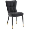 2x Luxury Faux Leather Kitchen Dining Chairs Accent Chairs with Metal Legs Black