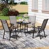 Garden Table Folding Mesh Chair Balcony Coffee Bistro Furniture w/ Umbrella Hole