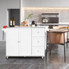 113x46CM Rolling Kitchen Island Cart Utility Storage Cart w/5 Wheels White