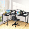 166CM Industrial Computer Desk Gaming Table L-Shaped Corner Workstation Black