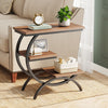 C Shaped End Table, 3 Tier Industrial Small Side Table Wood Bedside Table