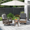 3 Piece Patio Swivel Rocker Set 2 Outdoor Wicker Rocking Chairs Grey