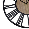 Wall Clock Big Giant Large Roman Numerals Skeleton Metal Face Clocks Wood Centre