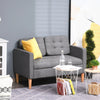 Modern 2 Seater Sofa with Hidden Storage Tufted Cotton Compact Loveseat Grey