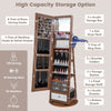 360° Swivel Jewelry Cabinet Floor Standing Lockable Full-Length Jewelry Armoire