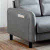 Grey Ergonomics 3 Seater Sofa Modern High Back Fabric Couch Wood Legs 2 Pockets