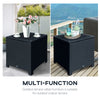 Side Table Furniture Tempered Glass Garden Patio Wicker Black