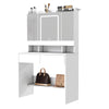 White Vanity Table with LED Mirror, Drawers, Jewellery & Shelf, Bedroom