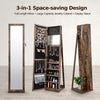 Floor Jewelry Cabinet Armoire Lockable Standing Jewelry Organizer w/Mirror
