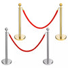 Barrier Posts Crowd Control Stanchion Velvet Ropes Bank Queue Pole Gold Red 4pc