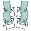 Set of 4 Patio Folding Chairs Portable Sling Back Chairs Outdoor Dining Chairs