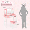 Kids Vanity Table & Chair Set Children Makeup Dressing Table with Mirror