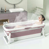 XL Folding Bathtub Adult Kids Portable Bath Tub with Cover Spa Sauna Relaxing