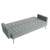 Modern Luxury Velvet Sofa Bed Grey 3 Seater Nonwoven Contrast Gold Metal Legs