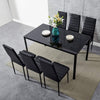 Tempered Glass Rectangle Dining Table & 4/6 PU Leather Chairs Set Kitchen Office