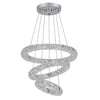 3-sided Crystal Chandelier LED Ceiling Light Height Adjustable Pendant Lamp 58W