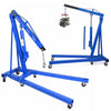 Blue Workshop 2 Ton Hydraulic Engine Crane Folding Hoist Lift Jack Stand Wheels