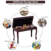 Piano Bench W/ Padded Cushion PU Leather Piano Stool Double Duet Seat w/Storage