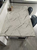 White Modern Large Dining Room Table Kitchen Table Marble Effect Top Steel Legs
