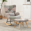 Rocking Chair with Footstool Fabric Velvet Relax Chair Lounge Recliner Armchair