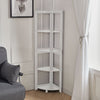 White Corner Ladder Shelving Unit 5Tier Storage Display Stand Bookcase Bookshelf