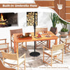 Outdoor Solid Wood Dining Table Patio Dining Table for 6-Natural