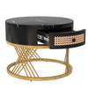 Set of 2 MDF Round Nesting Coffee Table Side Table with 1 Drawer, Black