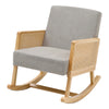 Nursing Rocking Chair Gray Nursery Rocker Armchair Soft Fabric Wooden Base Chair