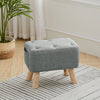 Chesterfield Upholstered Buttoned Footstool Pouffe Foot Stool Linen Bench Seat