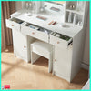 Bedroom Vanity Set Dressing Table Makeup Desk with Mirror 3-Drawer Stool Cabinet