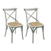Grey Cross Back Dining Chair Set of 2 Comfortable & Stylish Wooden Home Cafe