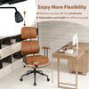 Leathaire Computer Chair Ergonomic Office Chair w/Spring Cushion Seat-Brown