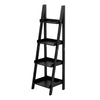 4 Tier Ladder Shelf Storage Shelving Unit Wooden Bookcase Plant Display Black