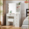 Vanity Dressing Table Set w/ 10 LED Sliding Mirror 6 Drawers Makeup Desk Bedroom