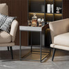 Mirrored Coffee Table Retro Industrial Side Desk Eleated Metal Frame Living Room
