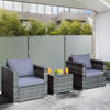 3 PCS Patio Wicker Bistro Set Outdoor Rattan Sofa Set Conversation Furniture