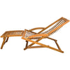 Deck Chair with Footrest Acacia Wood Outdoor Garden Recliner Sunlounger